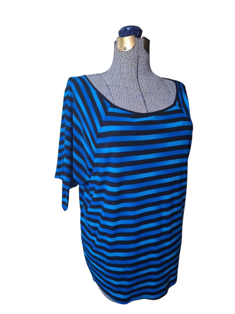 Striped Stretchy Top Sleeve Ties Loose Comfort Size XL Dana Buchman